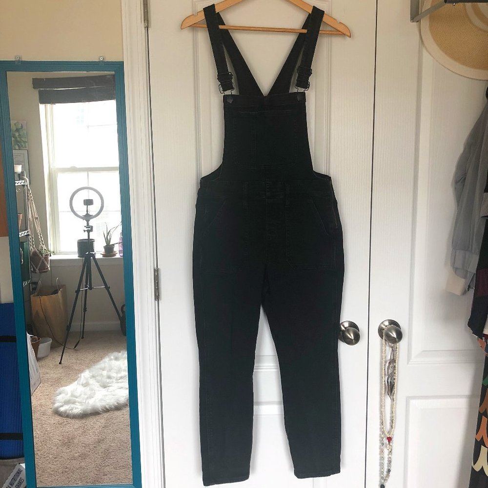 Madewell Black Denim Overalls Size Medium EUC